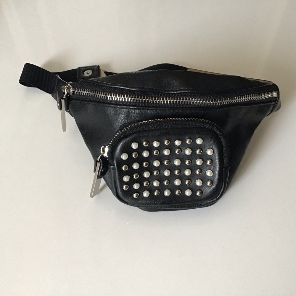 Steve Madden black studded waist bag fanny pack